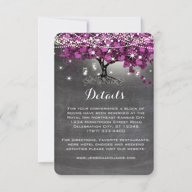 Chalkboard Sangria Wine Forest Heart Leaf  RSVP Card (Front)