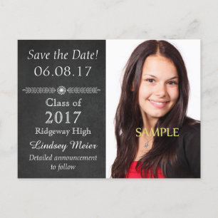 Chalkboard Save the Date Graduation Announcement Postcard
