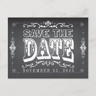 Chalkboard Save the Date Wedding Postcard