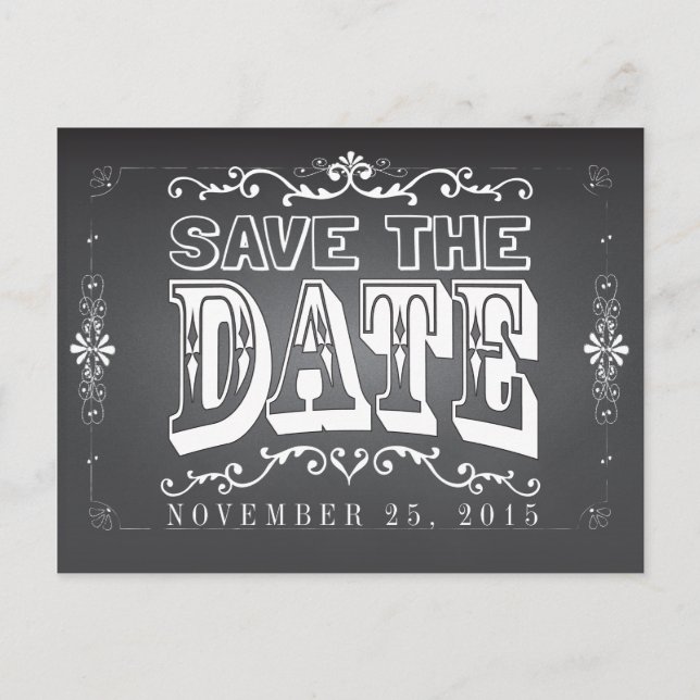 Chalkboard Save the Date Wedding Postcard (Front)