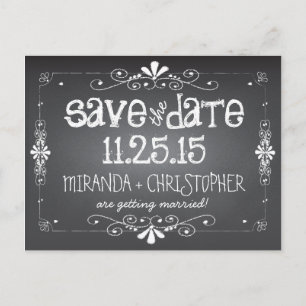Chalkboard Save the Date Wedding Postcard