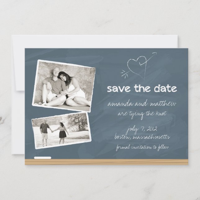 Chalkboard Save the Date with Photos (Front)
