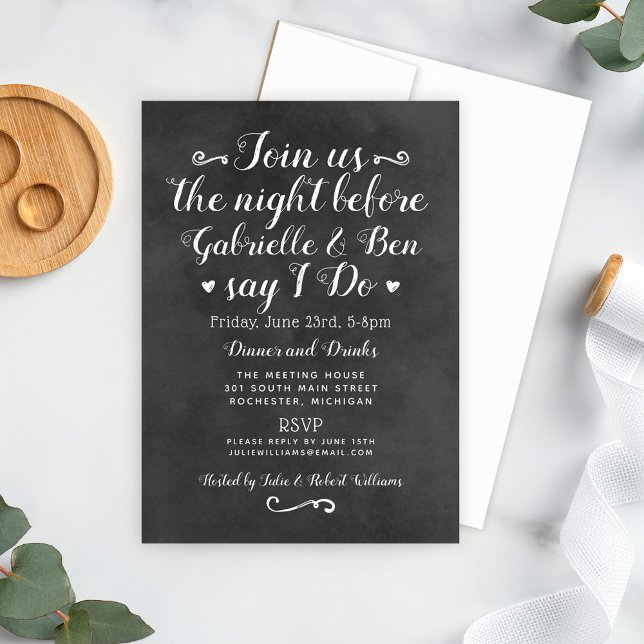 Chalkboard Say I Do Wedding Rehearsal Dinner Invitation (Creator Uploaded)