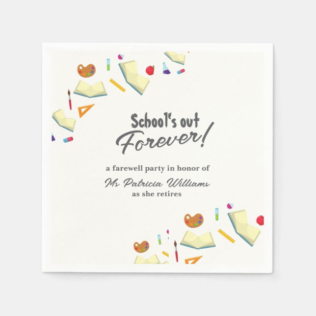 Chalkboard School Farewell Retired Teacher Party  Napkin (Front)