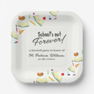 Chalkboard School Farewell Retired Teacher Party Paper Plate