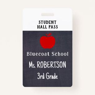 chalkboard School teacher or student pass Badge