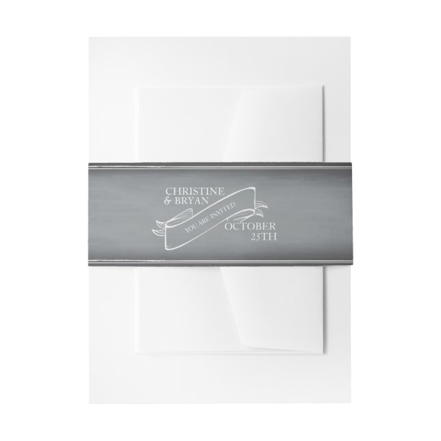 Chalkboard Script Belly Band Invitation Belly Band (Front Example)