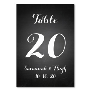 Chalkboard Script Wedding Table Number Card