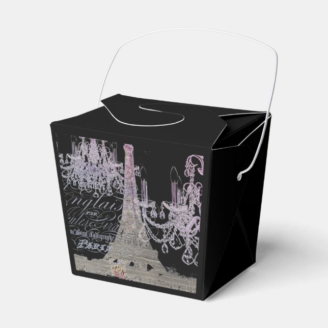 chalkboard scripts chandelier paris eiffel tower favor box (Front Side)
