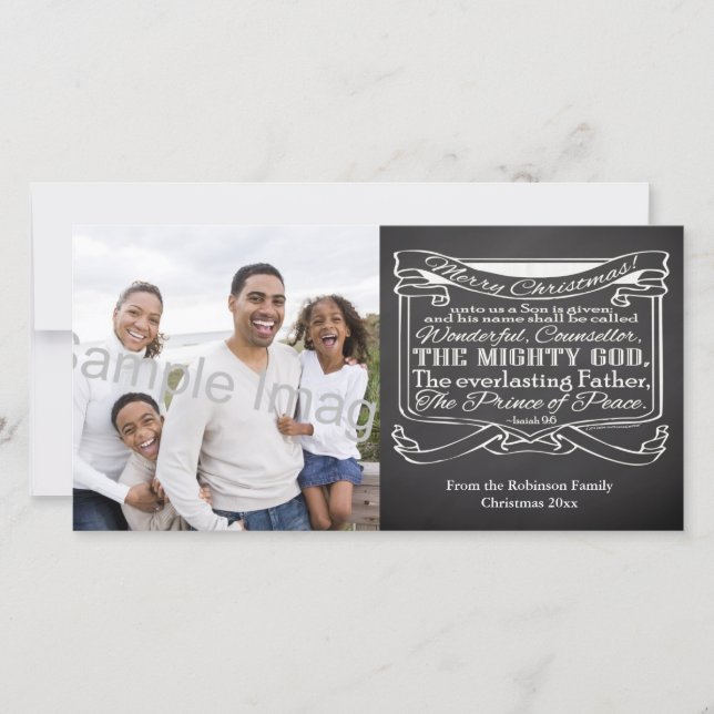 Chalkboard Scripture Christmas Holiday Card (Front)