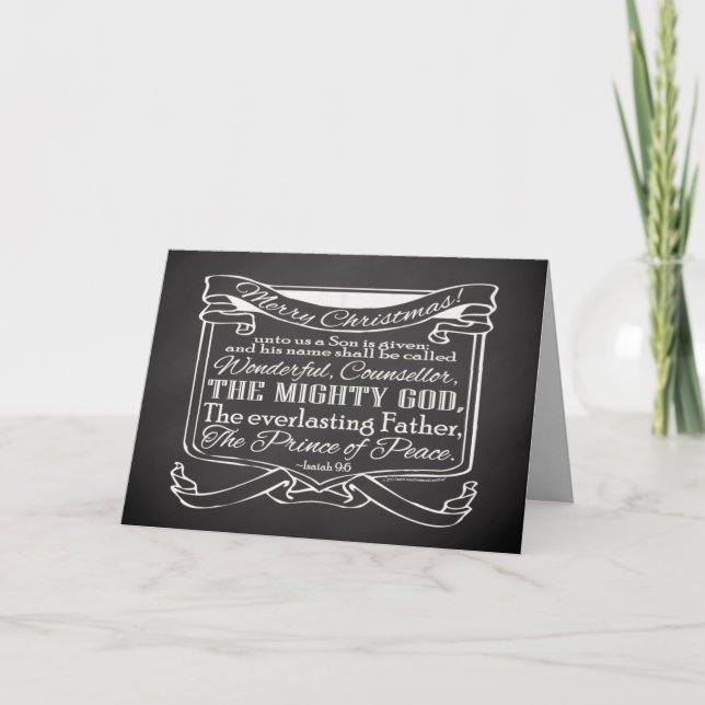 Chalkboard Scripture Christmas Holiday Card (Front)