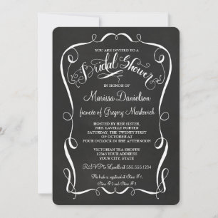 Chalkboard Scroll Bridal Shower Invite Calligraphy