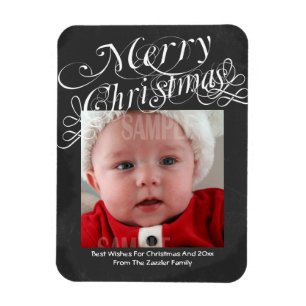Chalkboard Scroll Font Merry Christmas Template Magnet