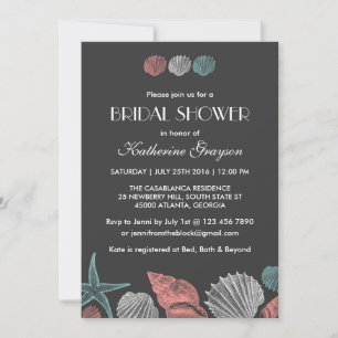 Chalkboard Seashells Invitation pour le mariage de