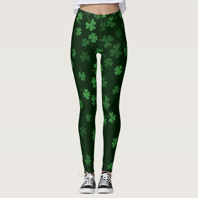  Chalkboard Shamrock St. Patrick's Day Leggings (Front)