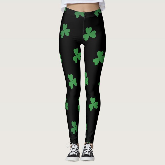  Chalkboard Shamrock St. Patrick's Day Leggings (Front)