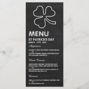 Chalkboard Shamrock, St Patrick's Day Menu Card