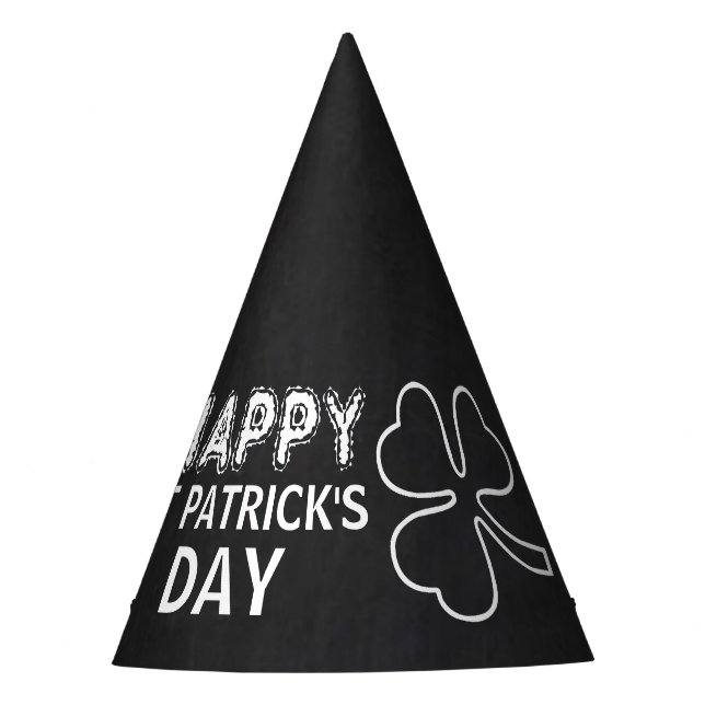 Chalkboard Shamrock, St Patrick's Day Party Hat (Front)