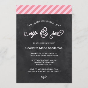 Chalkboard Sip and See Invitation