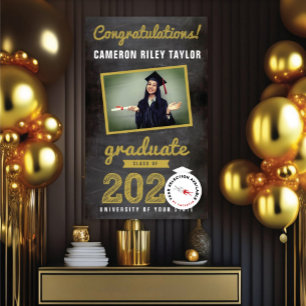 Chalkboard Sketch 2025 Photo Graduation Party Banner