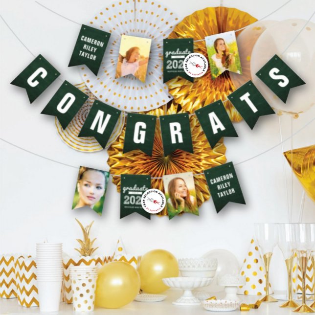 Chalkboard Sketch Class Of 2025 Photo Grad Party Bunting Flags (Chalkboard Sketch Class Of 20YY Photo Grad Party Bunting Flags by fat*fa*tin @ Zazzle)
