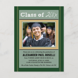 Chalkboard Sketch Graduation Postcard (green)