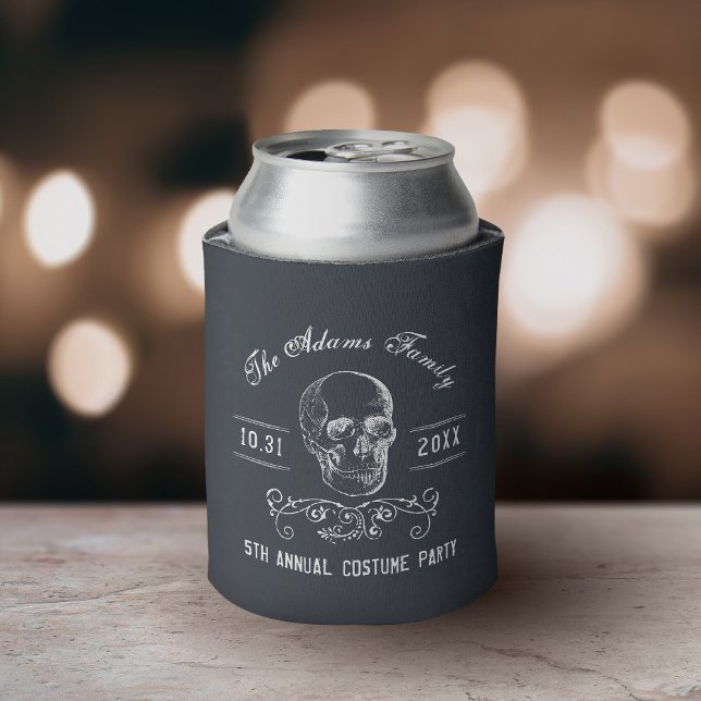 Chalkboard Skull Personalized Halloween Party Can Cooler (Creator Uploaded)