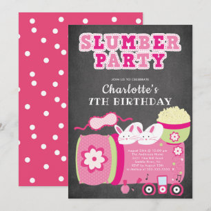 Chalkboard Slepover Anniversaire Fête Invitation