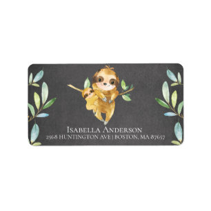 Chalkboard Sloth Baby Boy Shoy Étiquette de adress