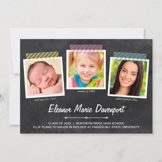 Chalkboard Snapshots | Photo Graduation Party Invitation (Front)