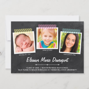 Chalkboard Snapshots   Photo Graduation Party Invitation