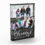 Chalkboard Snow with Christmas Blessings 3 Photos<br><div class="desc">Family seasonal holiday greetings three framed photo collage block on a dark grey chalkboard like background with falling snow and "Christmas Blessings" white typography script.        Easy to personalize with your photos and signature!            You could make it a lovely gift for your parents / grandparents / loved ones.</div>