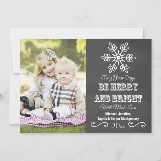 Chalkboard Snowflake Carte photo de vacances (Devant)