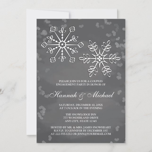 CHALKBOARD SNOWFLAKE COUPLES ENGAGEMENT PARTY INVITATION (Front)