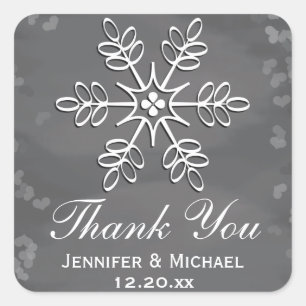 Chalkboard Snowflake Thank You Label