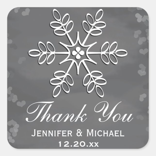 Chalkboard Snowflake Thank You Label (Front)