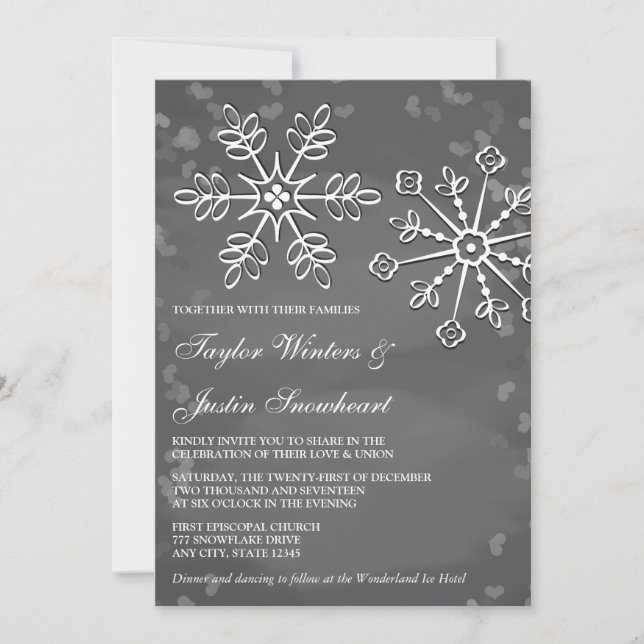 Chalkboard Snowflake Wedding Invitations (Front)