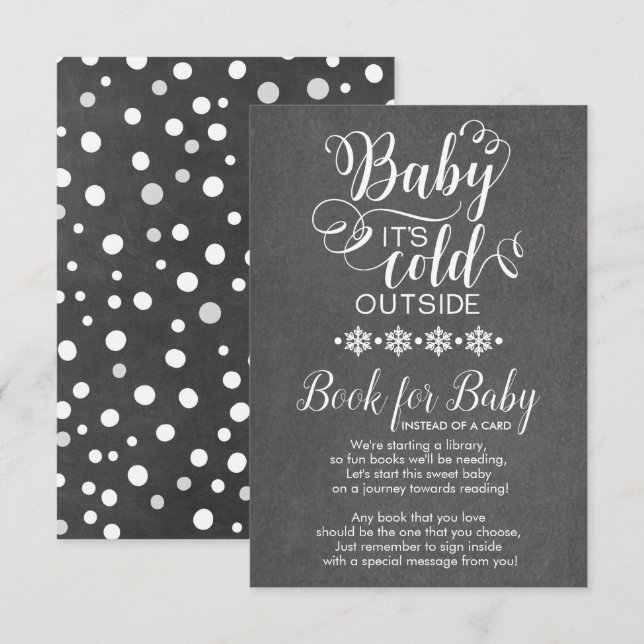 Chalkboard Snowflakes Bring A Book for Baby Card (Front/Back)