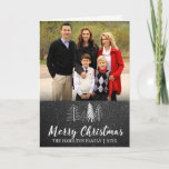 Chalkboard Snowy Trees Folded Photo Card<br><div class="desc">Chalkboard background with hand drawn chalk winter trees and snow,  "Merry Christmas" script in white,  folded photo card.</div>