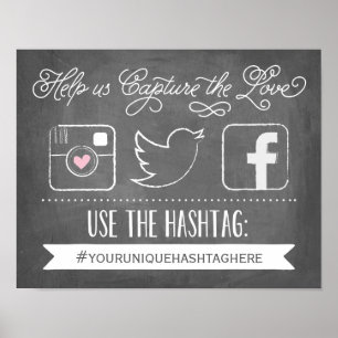 Chalkboard Social Media Hashtag   Wedding Decor