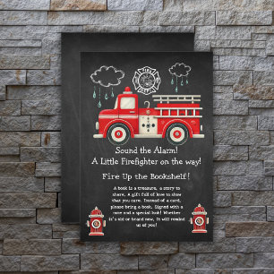 Chalkboard Sound the Alarm! Firetruck Baby Shower Enclosure Card