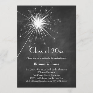 Chalkboard Sparkler Graduation Invitation