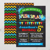 Chalkboard Splish splash birthday bash party