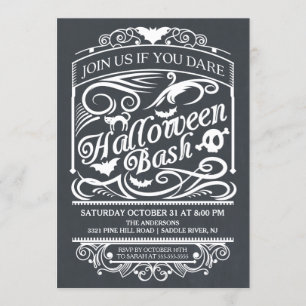 Chalkboard Spooky Gothic Halloween Invitation