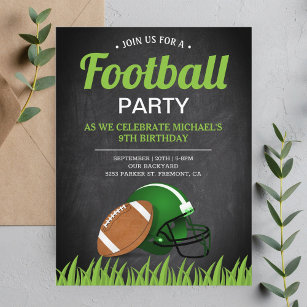 Chalkboard Sports Kids Football Birthday Party Invitation Postcard