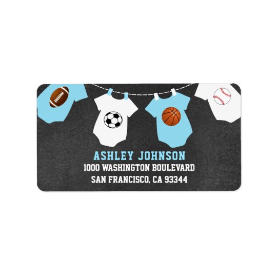 Chalkboard Sports Theme Blue Boy Baby Shower
