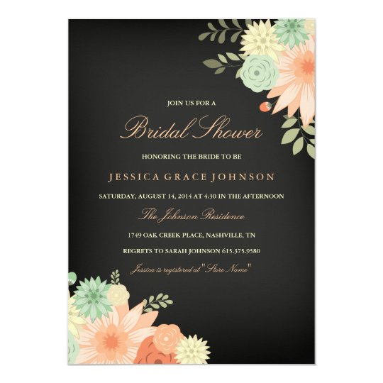 Chalkboard Spring Foliage Bridal Shower Invitation