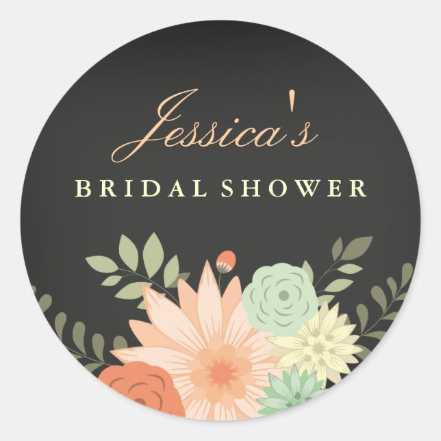 Chalkboard Spring Foliage Bridal Shower Sticker (Front)