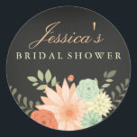 Chalkboard Spring Foliage Bridal Shower Sticker<br><div class="desc">More pretty floral stickers in the Little Bayleigh Store!</div>
