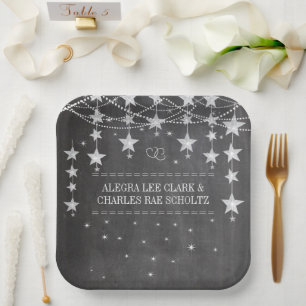 Chalkboard Stars Style Fancy Borders Paper Plate